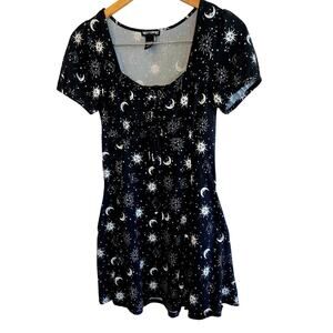 Size XS – Sun Moon Star Empire Waist Mini Dress